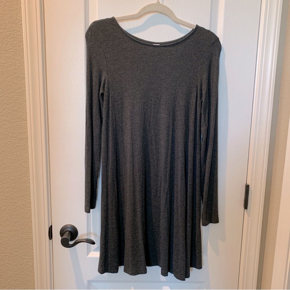 OLD NAVY Gray Crew Neck Long Sleeve A-Line Mini Dress Size SP - Picture 4 of 12